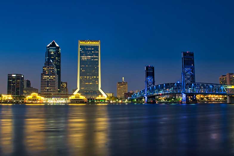 Jacksonville Florida City Skyline at Night