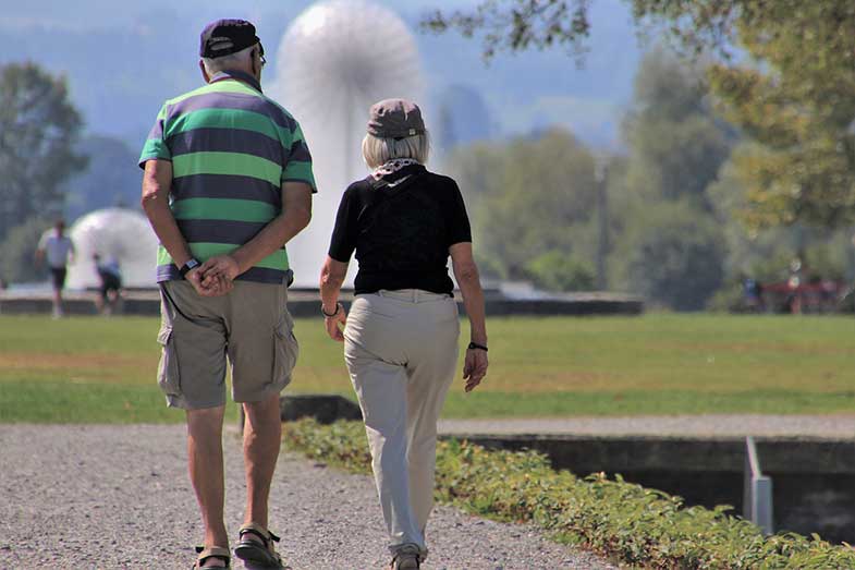Senior Couple Walking on a Sunny Day
