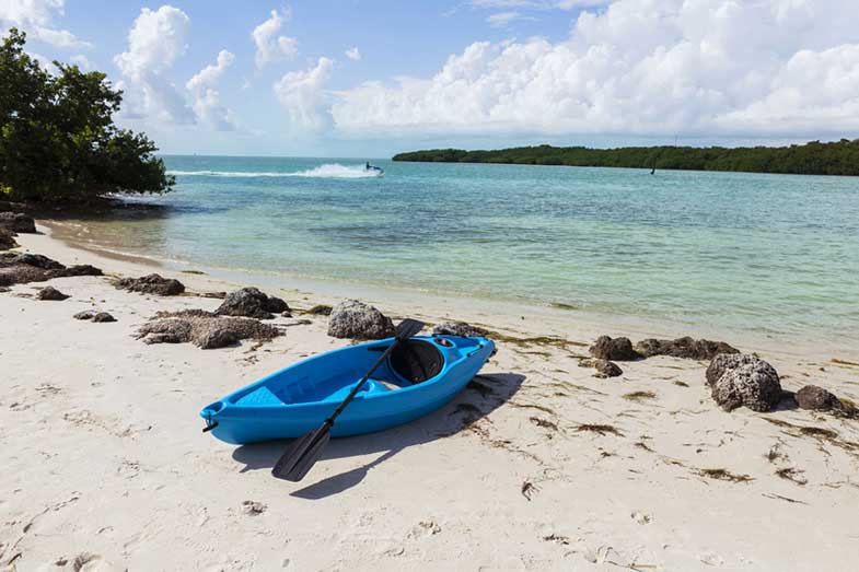 Blue Kayak on Coco Plum Beach