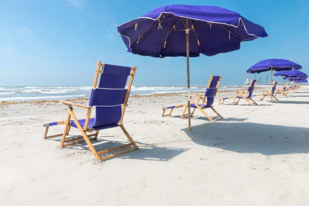 Texas Galveston Beach Chairs and Umbrellas