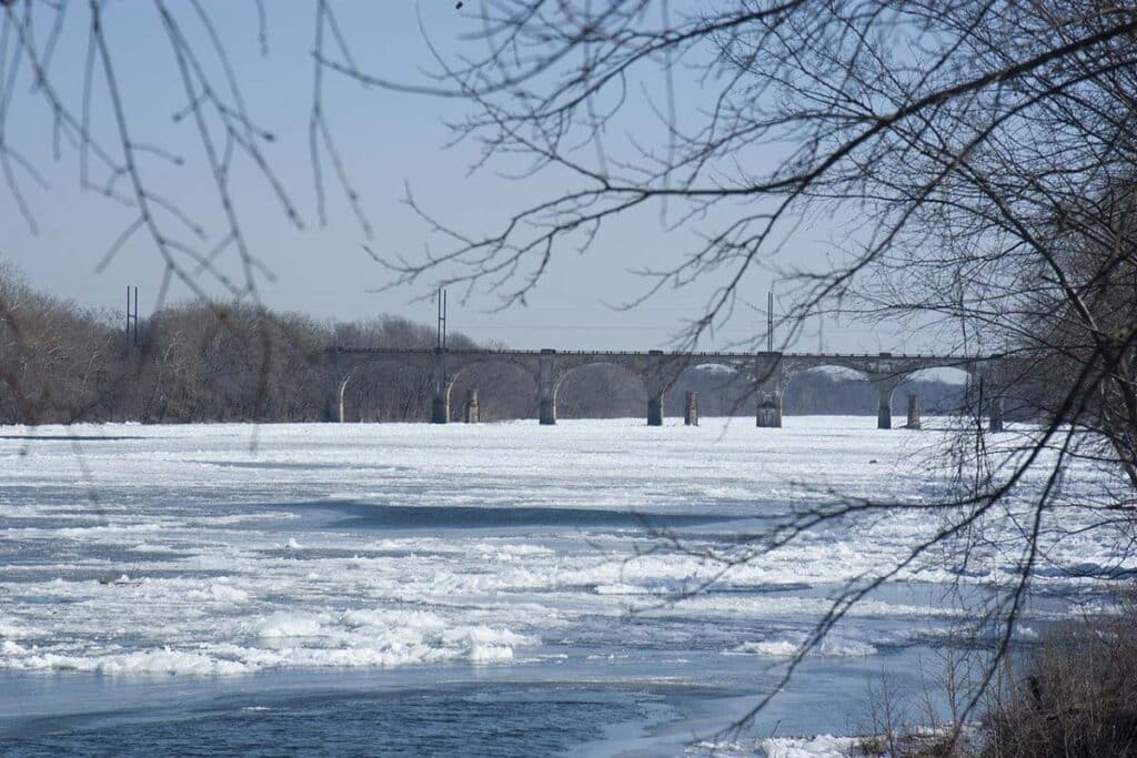 Delaware River Frozen Winter