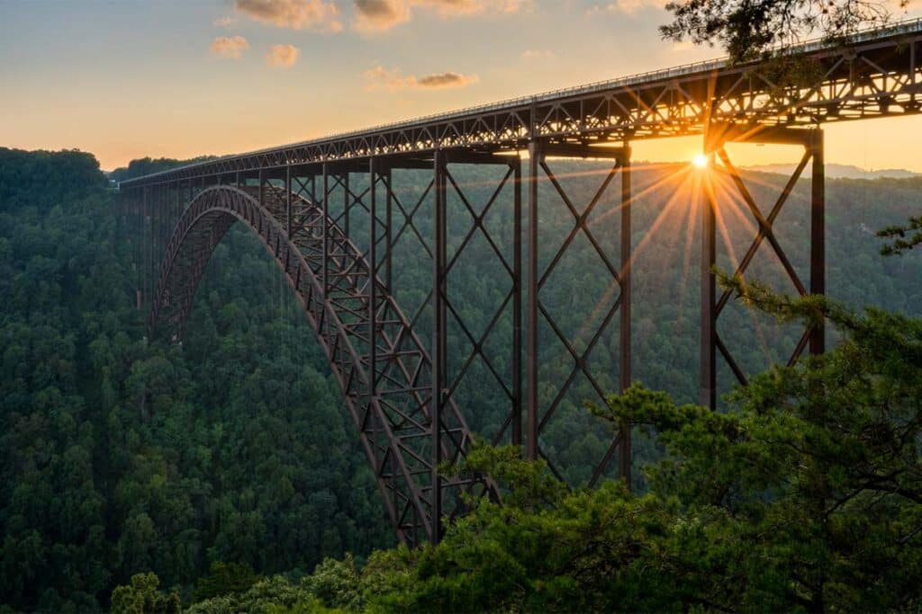 West Virginia Gorge Bridge at Sunset