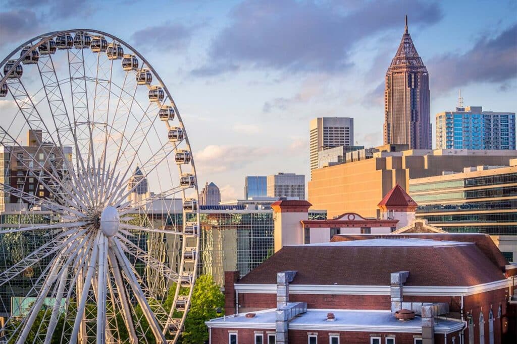 Atlanta Skyline With Ferris Wheel